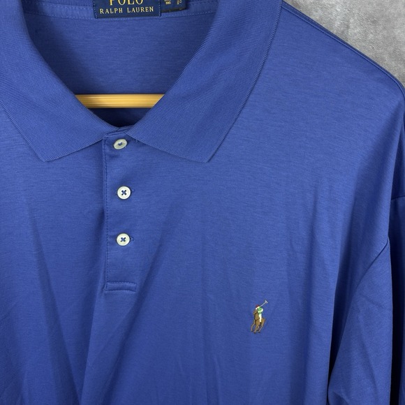 Ralph Lauren Polo Shirt Mens 3XB Big Blue Soft Flesh Pony Stretch Preppy - Picture 3 of 10